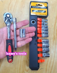 Bộ khẩu tuýp 1/4 inch cần tự động có khúc nối 13 chi tiết 4mm-14mm TIFONE