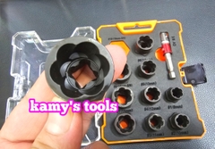 9mm-19mm Bộ tuýp tháo mở ốc vít hư gãy bulong bị biến dạng tuôn răng toét đầu 11 chi tiết kamytools