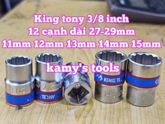 Đầu tuýp trắng 12 cạnh 3/8 inch dài 27mm Kingtony 11mm 12mm 13mm 14mm 15mm 333011M 333012M 333013M 333014M 333015M