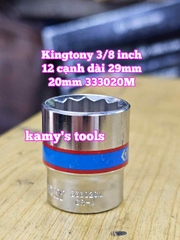Đầu tuýp trắng 12 cạnh 3/8 inch dài 27mm Kingtony 16mm 17mm 18mm 19mm 20mm 333016M 333017M 333018M 333019M 333020M