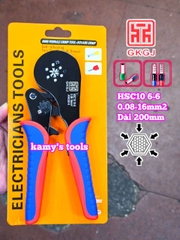 Kìm bấm cos pin tròn rỗng lục giác 0.08-16mm2 dài 200mm GKGJ HSC10 16-6