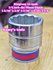 Đầu tuýp trắng 3/4 inch Kingtony 12 cạnh 1-5/16, 1-3/8, 1-7/16, 1-9/16, 1-5/8, 633042S 633044S 633046S 633050S 633052S