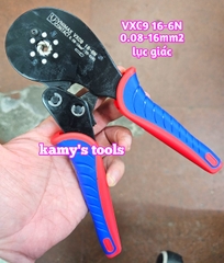 Kìm bấm cos pin tròn rỗng lục giác VXC9 16-6N Vnimax Contact dài 200mm 0.08-16mm2