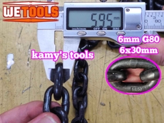 Dây xích cẩu hàng 6mm 6x30mm chuẩn G80 tải trọng 1 tấn Wetools WT-93806A (giá 1 mét)