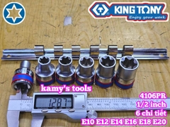 Bộ tuýp E 1/2 inch Kingtony 4106PR 6 chi tiết E10 E12 E14 E16 E18 E20
