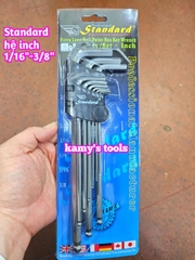 Bộ lục giác bi hệ inch 9 cây Standard 1/16-3/8 inch