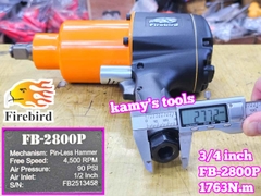 Máy vặn ốc siết tháo mở bulong hơi khí nén Firebird 3/4 inch 1763Nm FB-2800P