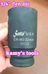 Đầu tuýp 3/4 inch dài 80mm Santa thép Cr-mo 16mm 17mm 18mm 19mm 20mm 21mm 22mm 23mm 24mm 25mm 26mm 27mm 28mm 29mm 30mm 31mm 32mm 33mm 34mm 35mm 36mm 38mm 39mm 40mm 41mm 42mm 44mm