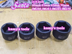 Đầu tuýp 3/4 inch thép đen 6 cạnh Cr-mo Santa 60mm 65mm 70mm IM260 IM265 IM270