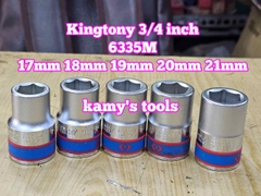 Đầu tuýp khẩu 3/4 inch 6 cạnh trắng Kingtony 17mm 18mm 19mm 20mm 21mm 633517M 633518M 633519M 633520M 633521M
