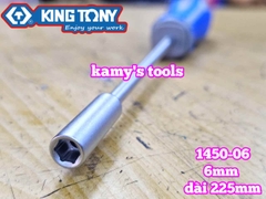 Tua vít cán vặn ốc đầu tuýp lục giác Kingtony 6mm thân dài 125mm luôn cán 225mm 1450-06