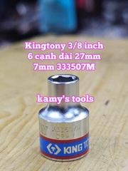 Đầu tuýp trắng 6 cạnh 3/8 inch dài 27mm Kingtony 6mm 7mm 8mm 9mm 10mm 333506M 333507M 333508M 333509M 333510M