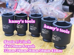 Đầu tuýp khẩu 1/2 inch đen dài lục giác 6 cạnh 78mm Santa 32mm 34mm 36mm 38mm 41mm IM132 IM134 IM136 IM138 IM141