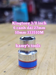 Đầu tuýp trắng 6 cạnh 3/8 inch dài 27mm Kingtony 6mm 7mm 8mm 9mm 10mm 333506M 333507M 333508M 333509M 333510M