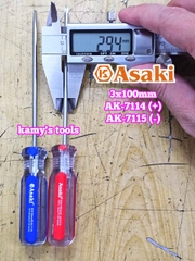 Tua vít bake dẹp 3mm dài 100mm 3x100mm Asaki AK-7114 AK-7115