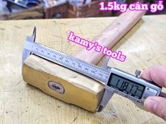 Búa đồng thau đầu vuông cán gỗ 1.5kg dài 340mm Kamytools KMT-562615
