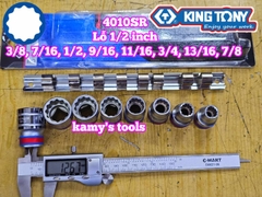 Bộ tuýp khẩu hệ inch 1/2 inch 12 cạnh Kingtony 4010SR 8 chi tiết từ 3/8-7/8 inch