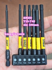 Mũi vít bông sao hoa thị đuôi lục giác 1/4 inch SNZO dài 100mm 7 chi tiết T10-T40 thép đen S2 SH-10007