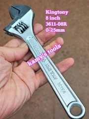 Mỏ lết miệng trắng chrome Kingtony 8 inch 200mm 3611-08r ngàm mở 0-25mm
