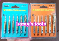 Bộ 6 mũi khoan Taro M3-M10 thép inox HSS phủ Titanium tạo lỗ ren bắt vít, ta rô model TAP-6S Solar Wind và inox LRT