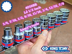 Bộ tuýp khẩu hệ inch 1/2 inch 12 cạnh Kingtony 4010SR 8 chi tiết từ 3/8-7/8 inch