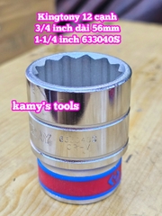 Đầu tuýp trắng 3/4 inch Kingtony 12 cạnh 1” 1-1/16” 1-1/8” 1-3/16” 1-1/4” inch 633032S 633034S 633036S 633038S 633040S