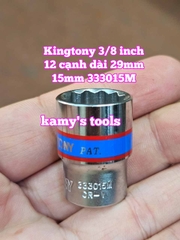 Đầu tuýp trắng 12 cạnh 3/8 inch dài 27mm Kingtony 11mm 12mm 13mm 14mm 15mm 333011M 333012M 333013M 333014M 333015M
