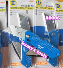 Dao rọc cáp rọc giấy đa năng cán xếp gấp gọn C-MART Model A0006 kèm 6 lưỡi dao