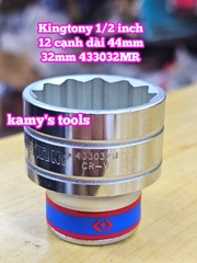 Đầu tuýp trắng ngắn 1/2 inch Kingtony 12 cạnh 29mm 30mm 32mm 433029MR 433030MR 433032MR