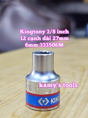 Đầu tuýp trắng 12 cạnh 3/8 inch dài 27mm Kingtony 6mm 7mm 8mm 9mm 10mm 333006M 333007M 333008M 333009M 333010M