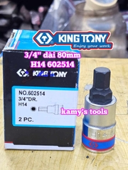 Đầu tuýp lú đầu lục giác 6 cạnh 3/4 inch Kingtony 14mm 17mm 19mm 22mm 602514 602517 602519 602522