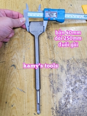 Mũi đục bê tông dẹp bản 40mm 80mm đuôi gài đuôi lục giác dài 250mm 285mm Dannio
