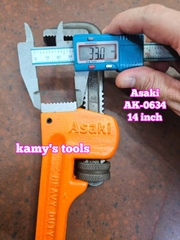 Mỏ lết răng Asaki AK-0634 dài 14 inch 350mm ngàm mở tối đa 50mm