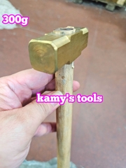 300g 0.3kg Búa đồng thau đầu vuông cán gỗ kamytools