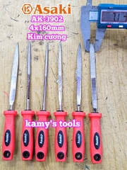 Bộ dũa giũa kim cương mini 6 cây Asaki AK-3902 cỡ 4mm 4x160mm