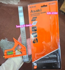 AK-2592 Thước ê ke thủy 300mm Asaki thước ke góc vuông đa năng 30cm, đo độ sâu, canh thẳng, canh ngang, lấy dấu khoảng