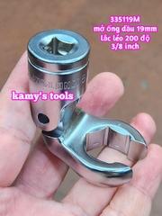 335119M Đầu tuýp lắc léo chẻ miệng 6 cạnh mở ống dầu 19mm Kingtony 3/8 inch gật gù 200 độ