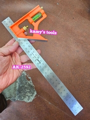 AK-2592 Thước ê ke thủy 300mm Asaki thước ke góc vuông đa năng 30cm, đo độ sâu, canh thẳng, canh ngang, lấy dấu khoảng