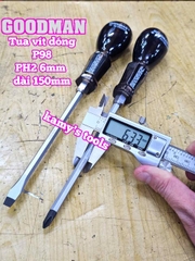 Tua vít đóng Goodman bake PH2 dẹp 6mm dài 150mm P98+6x150 P98-6x150