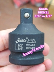 Đầu chuyển đầu biến cần tuýp thép đen 3/4 ra 1/2 inch Santa BIEN21