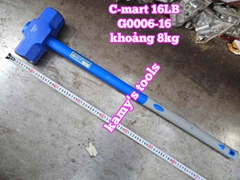 Búa tạ thép đầu lục giác cán cao su C-mart 16LB G0006-16 dài khoảng 900mm