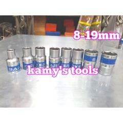 Bộ đầu tuýp đầu khẩu Barker cần 1/2 từ 8,10,12,13,14,15,17,19mm (1 bộ/8 cục)