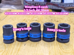 Đầu tuýp đen 1/2 inch Kingtony dài 38mm 6 cạnh 14mm 15mm 16mm 17mm 18mm 453514M 453515M 453516M 453517M 453518M