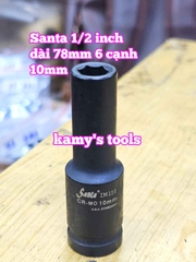 Đầu tuýp khẩu 1/2 inch đen dài lục giác 6 cạnh 78mm Santa 8mm 10mm 11mm IM108 IM110 IM111