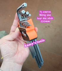 Bộ lục giác bông sao hoa thị Wetools 9 chi tiết T10-T50 TL-2301A loại dài nhất 220mm
