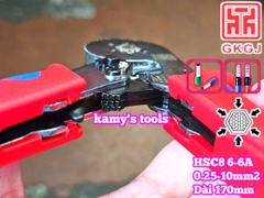 Kìm bấm cos pin tròn rỗng lục giác 0.25-10mm2 dài 170mm GKGJ HSC8 6-6A