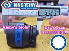 Tuýp 3/4 inch bông 12 cạnh đen Kingtony 36mm 653036M