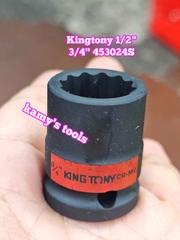 Đầu tuýp 1/2 inch bông 12 cạnh đen Kingtony 11/16 inch 453022S 3/4 inch 453024S