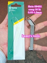 Thước căn lá dưỡng đo độ dày căn chỉnh cò xupap Sata 16 lá loại cong 09402 cỡ  0.05-1.0mm