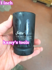 Đầu tuýp 1 inch dài 90mm Santa thép Cr-Mo 22mm 23mm 24mm 27mm 30mm 32mm 33mm 34mm 35mm 36mm 38mm 41mm 42mm 44mm